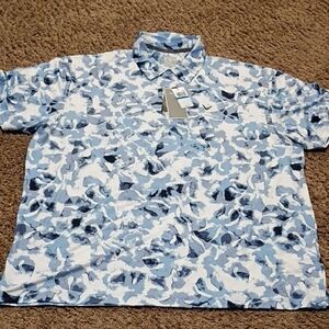 Callaway Blue and White Polo Shirt with Organic Pattern